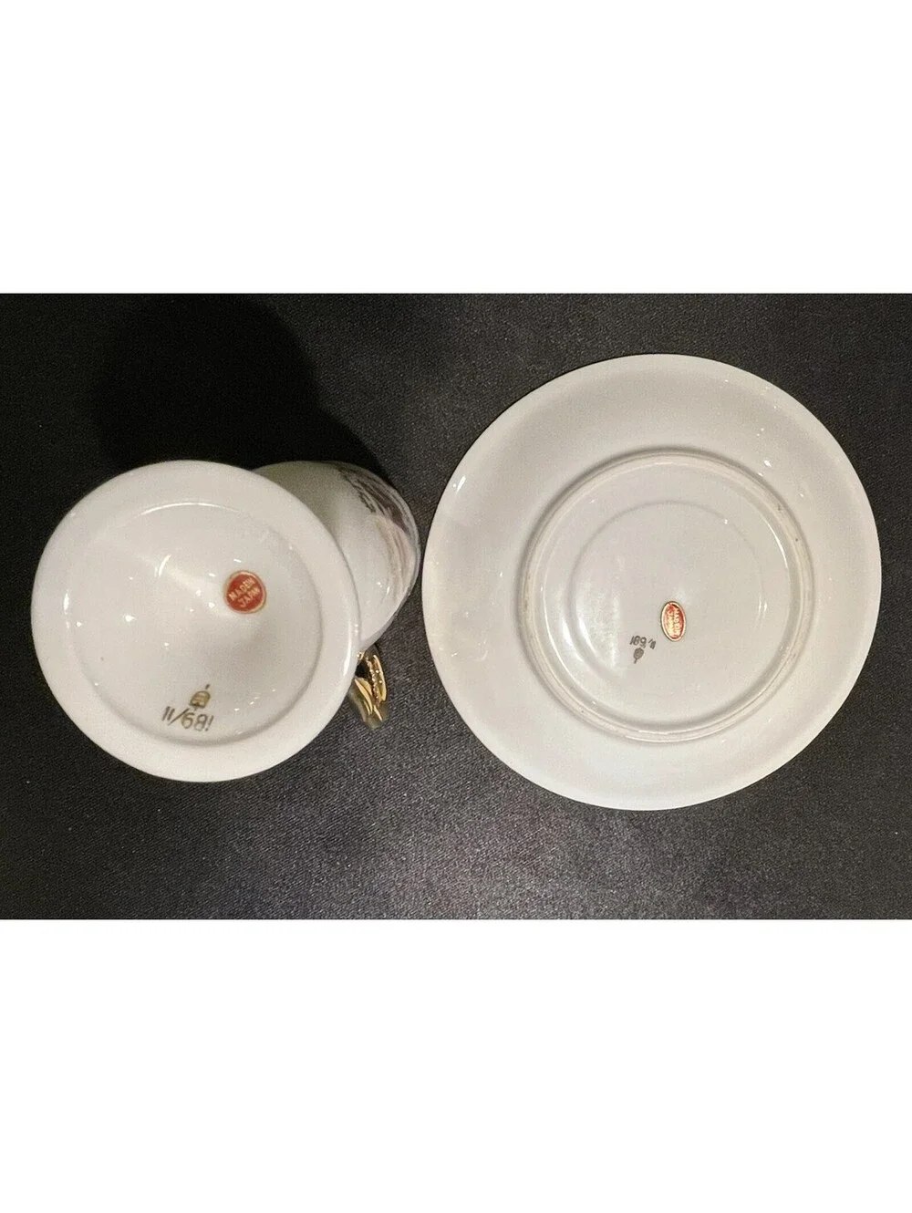 Fragonard Love Story Pedestal Demitasse Tea Cup Saucer Beehive Stamp 1/681 Gold